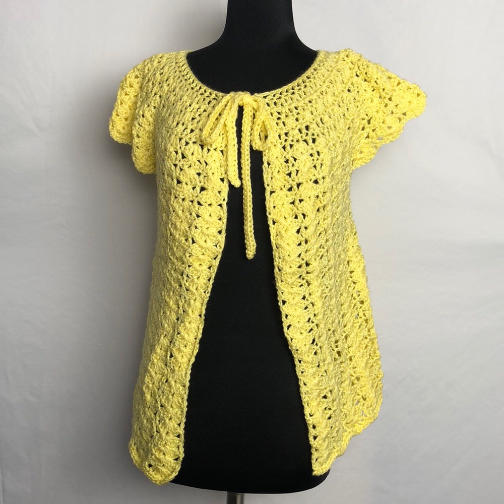 Handmade Yellow Crochet Cardigan